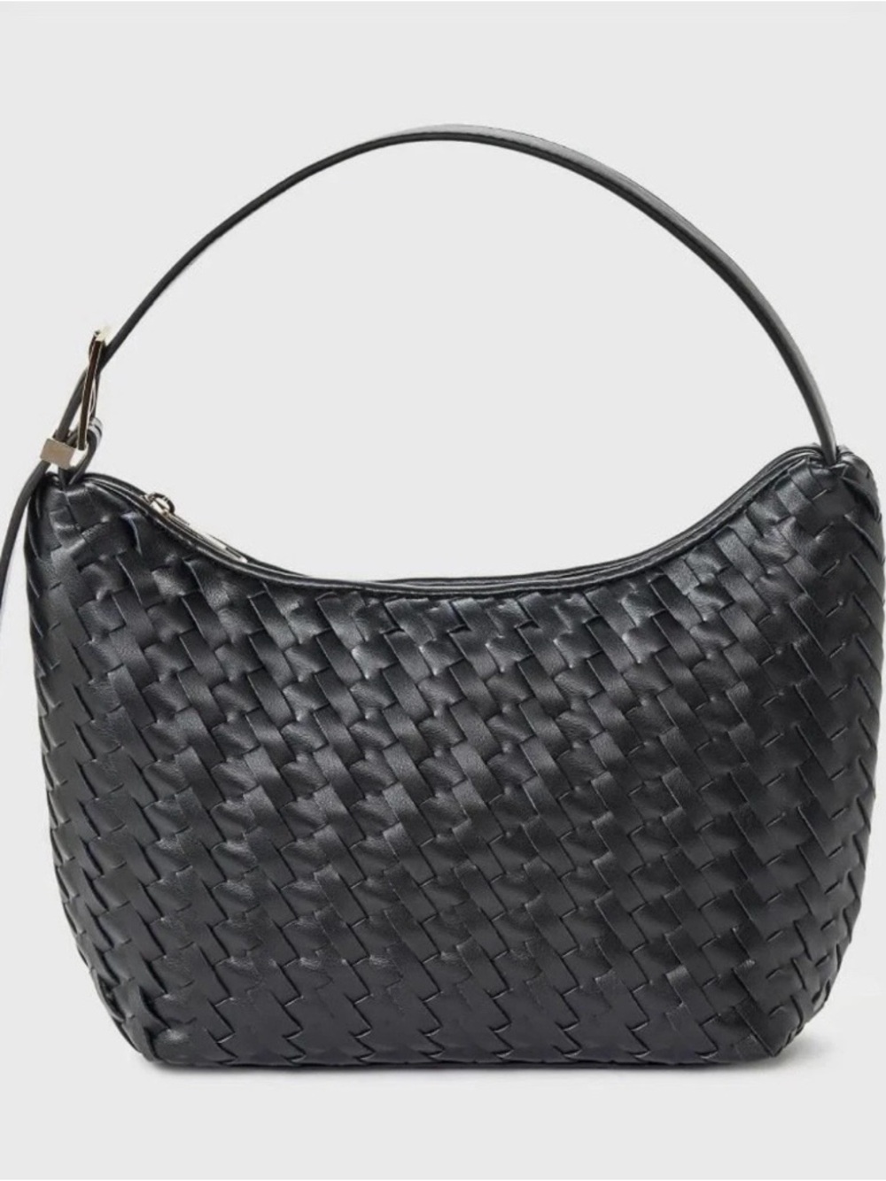 New Black Woven Hobo Shoulder Bag with Gold Buckle & Zipper, a new day - Picture 4 of 12